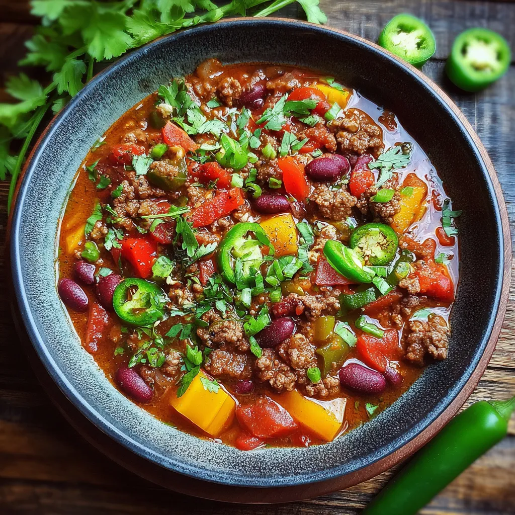 Hearty Beef & Bean Chili: Perfect Spice from Jalapeños, Quick Comfort